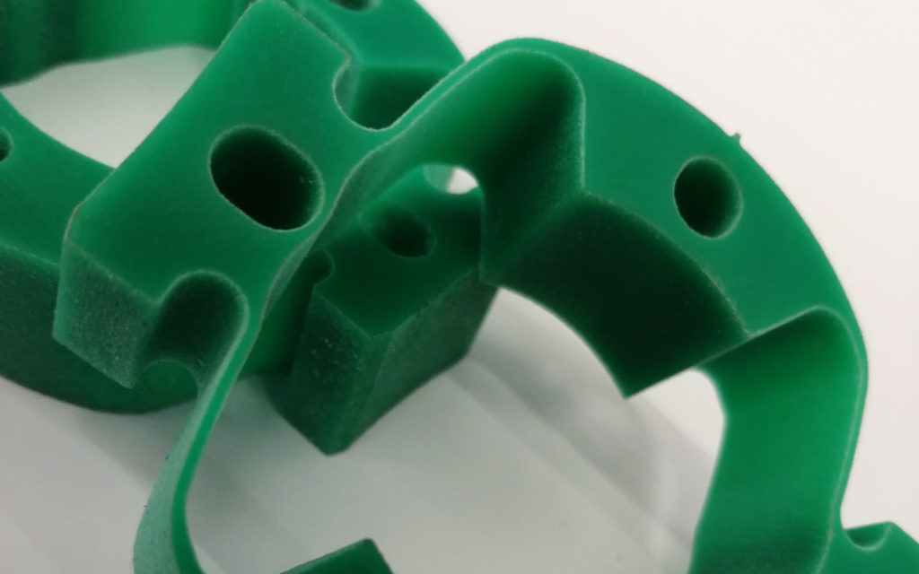 Grüne Konstruktionsteile aus Polyethylen